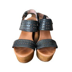 Musse & Cloud Womens Shoes 39 Black Leather Wedges Black Leather